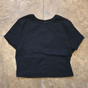 Black Classic Cropped SHEIN Short Sleeve